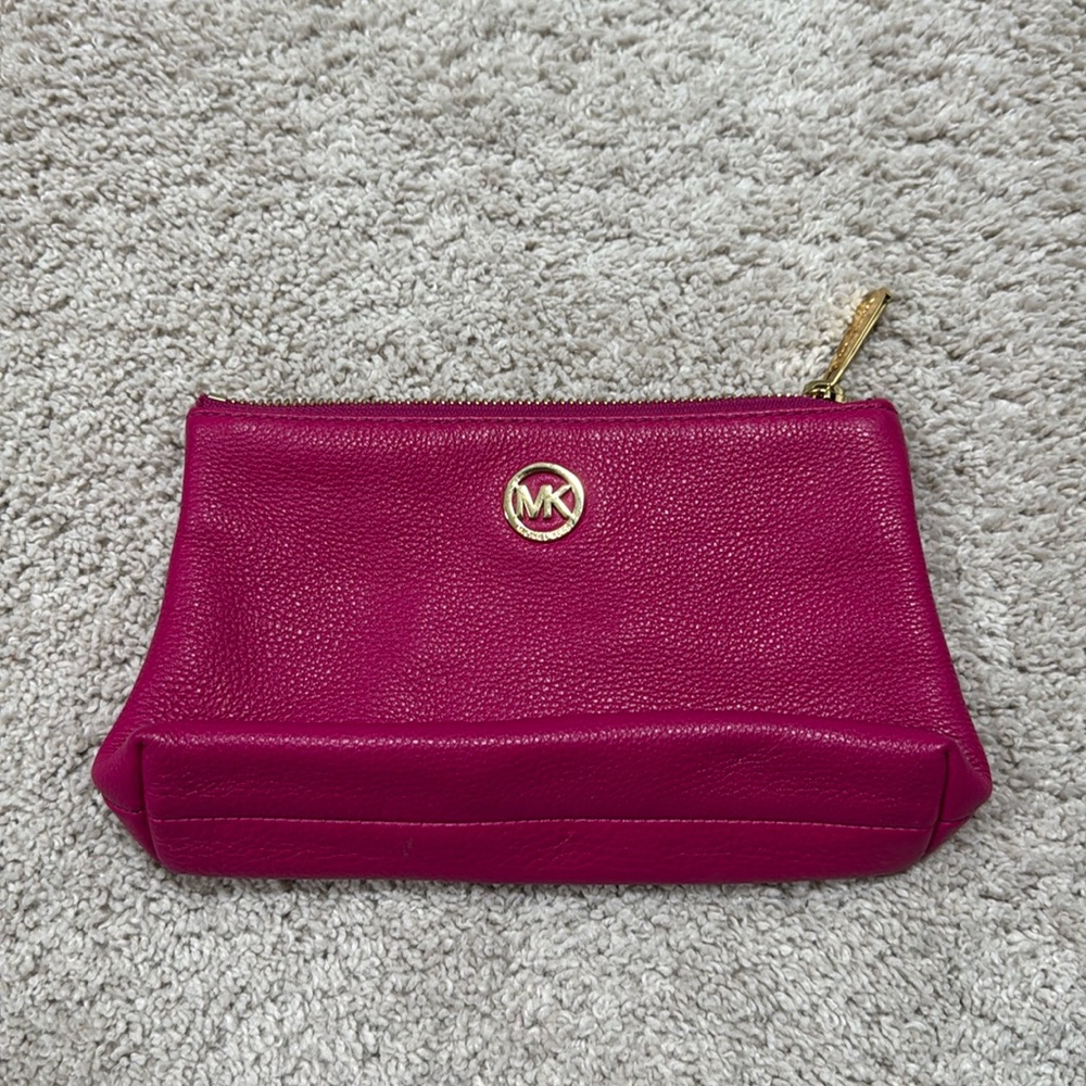 PINK MICHAEL KORS COSMETIC ZIP UP POUCH